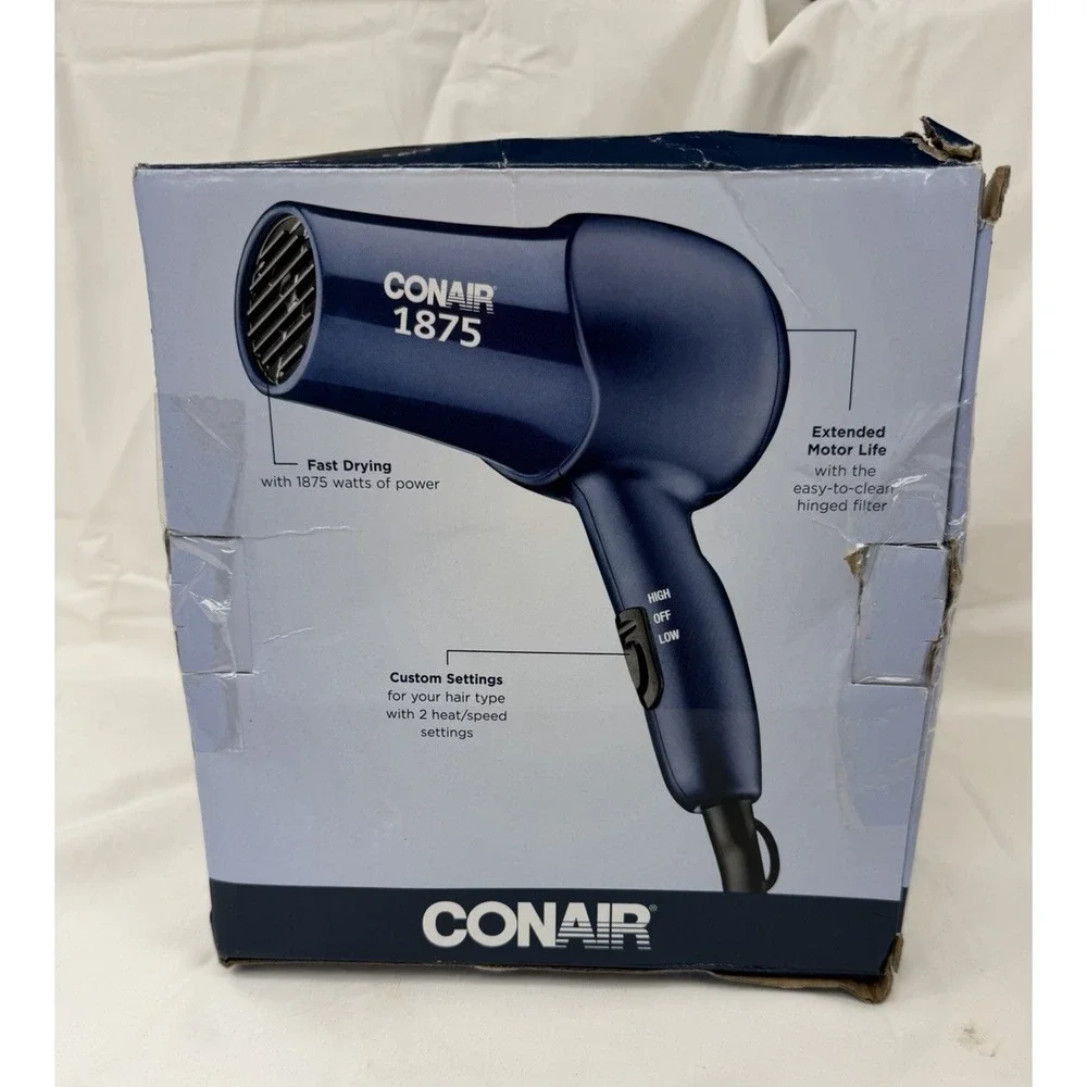Conair 1875W Mid-Size Hair Dryer Navy Blue 152TB NEW OPEN BOX